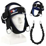 Fitness Neck Head Harness Trainer, Adjustable Chin Workout Strap and Head Harness Strength with 30 Lb Resistance Bands, Neoprene Neck Exerciser for Weight Lifting, Home and Gym Equipment, Black