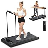 Canisflax Treadmill with Handle Bar, 2.5HP Walking Pad with Handle, Portable Under Desk Treadmill for Home Office, 300LBS Capacity, Adjustable Incline, Large LED Display, Remote Control, Grey