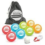 GoSports 90 mm Soft Bocce Set Includes 8 Weighted Balls, Pallino and Case, Play Indoors or Outdoors