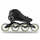 Inline Speed Skates Adult for Women Mens, Professional Roller Skates Blades, High Performance Racing Skates, Fitness & Marathon Skating Gear, Unisex Black