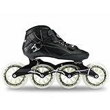 Inline Speed Skates Adult for Women Mens, Professional Roller Skates Blades, High Performance Racing Skates, Fitness & Marathon Skating Gear, Unisex Black
