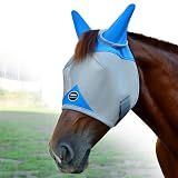Fornyk Horse Fly Mask with Ears, UV Block Breathable Mesh (Blue, L)