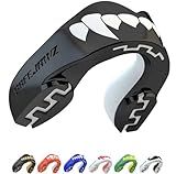 SAFEJAWZ Mouth Guard, Dual Layer Mouthguard for Adults with Case, Easy Fit Remoldable Mouthpiece for Football, Boxing, Lacrosse, MMA, Basketball & All Contact Sports (Adult 12+ Years, Black Fangz)