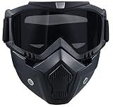 Paintball Mask Anti Fog,Tactical Full Face Mask Ski Mask Goggles Detachable Adjustable,Motorcycle Riding Face Protection (Black)