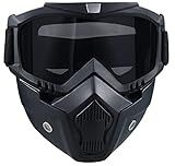 Paintball Mask Anti Fog,Tactical Full Face Mask Ski Mask Goggles Detachable Adjustable,Motorcycle Riding Face Protection (Black)