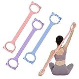 TREKONPEAK Figure 8 Resistance Bands, 8-Shaped Exercise Band for Women Arms Shoulder Back Legs Stretching Pilates Yoga (Pink 15Lb & Purple 25Lb & Blue 35Lb)