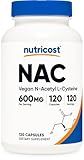 Nutricost N-Acetyl L-Cysteine (NAC) 600mg, 120 Vegetarian Capsules - Non-GMO, Gluten Free, Vegetarian Caps