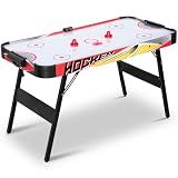 Foldable Air Hockey Table, 58in Folding LED Electronic Scoring Sports Hockey Game, Hockey Table Gaming Set w/2 Pucks, 2 Pushers, Powerful 12V Motor for Adults and Kids, Home Game Room (Colorful)