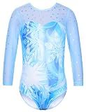 TFJH E Girls Gymnastics Leotard 3/4 Sleeve Sequin Snowflake Blue 2T-3T
