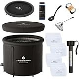 The Pod Company – The Original Ice Pod 84-Gallon Ice Bath Bundle – Portable Cold Plunge Tub with Insulated Lid, Thermometer, Water Stabilizer, 12 Ice Bricks & Cleaning Kit for Recovery & Wellness