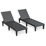 Outdoor Chaise Lounge Chair Set of 2,Waterproof & Lightweight Lounge Chair Outdoor with 5-Position Adjustable Back, Patio Lounge Chair for Garden, Pool Lounge Chairs for Poolside or Beach Use