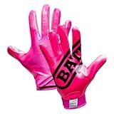 Battle Sports Double Threat Wide Receiver Football Gloves - Adult and Youth Football Gloves - Ultra Stick Gloves - Youth Large, Pink
