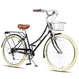 AVASTA Vela Women's 26" Hybrid Bike, Black Frame, Cream Tires