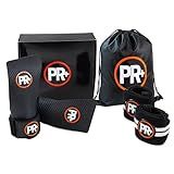 PR+ Triple Layer Chalk Free No Hole Gymnastics Grips + 18" Lifting Wrist Wraps Set – Hand otection & Wrist Support for Crossfit, Cross Training, Weightlifting, WOD (Large) Bundle