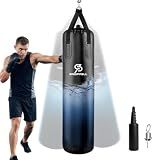 SAEEPABUL Water Punching Bag 4FT Heavy Bag for Boxing - Adjustable Weight (60 to 120 lbs) with Anti-Leak Design, Heavy-Duty Aqua Training Bag for Adults (Plain Black)