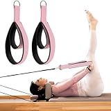 Wonderful Day 2PCS Pilates Straps for Reformer, Comfortable Enhanced Thickness, Fitness D-Ring Double Loop Exercise Straps for Home Gym Workout (Pink)