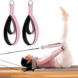 Wonderful Day 2PCS Pilates Straps for Reformer, Comfortable Enhanced Thickness, Fitness D-Ring Double Loop Exercise Straps for Home Gym Workout (Pink)