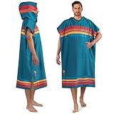 SUN CUBE Surf Poncho Changing Robe with Hood, Quick Dry Microfiber Wetsuit Changing Towel for Surfing Beach Swim Outdoor Sports Men, Absorbent Wearable Towel Cover Up with Pocket, Sunset Blue