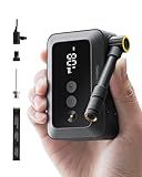 HOTO Mini Bike Tire Pump, 25s Fast Inflate Bicycle Pump with Guage, 150PSI Portable Electric Bike Air Pump with Presta and Schrader Valve for Road Bike, Motorcycle, Mountain Bike, Car, Sports Ball