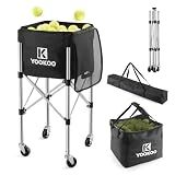 YooKoo Tennis Ball Hopper for 200 Balls, Pickleball Basket with Black Bag