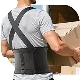 SOLOEVER Work Back Brace for Men & Women, Adjustable Lower Back Support Belt for Sciatica, Herniated Disc, Pain Relief, Moving Construction Warehouse Heavy Lifting Safety & Protection (Black, Large)