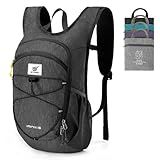 SKYSPER 15L Foldable Hiking Backpack Lightweight Packable Travel Daypack with Chest Strap Small Outdoor Folding Back Pack Collapsible Bag for Women Men (Black)
