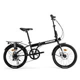 ROCKBROS Folding Bike SKN 20" for Adults, 7-Speed Commuter City Bicycle with Shimano Drivetrain & Dual Disc Brakes, Compact Foldable Bike with Rear Cargo Rack & Mudguards, Fits Riders 4'7"-6'1"