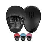Hawk Sports Boxing Mitts Curved Punching Mitts with EVA Foam Padding, Heavy Duty Leather Focus Mitts for Boxing & MMA Training, Ultra Comfy, Light, & Durable Ambidextrous Punching Pads - All-Black