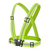 TARANDUS High Visibility Reflective Harness Vest – Adjustable One Size Fits Most, 360° Super Bright Safety Gear for Running, Cycling, Work & Roadside Emergencies (Green)