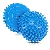 Threlaco 2 Pcs Half Round Massage Ball for Feet Blue Spiky Massage Ball for Kids Adults Sports, Stability Training, Muscle Balancing Therapy, Yoga Gymnastics Exercise