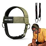 Iron Neck Neck Trainer, Exerciser, & Strengthener with Adjustable Head and Chin Strap - Portable Head Harness for Weight Lifting, Home, & Gym Use - Exercise & Workout Equipment (Classic, Olive Green)