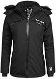 Spyder Women's Snow Jacket - Color Block Quilted Weatherproof Winter Ski Jacket for Women with Detachable Hood (Sizes: S-XL), Size Large, Black
