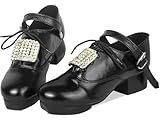 Handmade Irish Dance Hard Shoes with Crystal Buckles – Irish Shoes for Step Dancing, Lightweight Pure Cowhide Leather (Black, US Footwear Size System, Big Kid, Women, Numeric, Medium, 8)