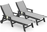 SERWALL Textilene Patio Chaise Lounge Chair Set of 2, HDPE Outdoor Lounger