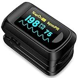 Healthtree JKS50B Fingertip Pulse Oximeter Blood Oxygen Saturation Monitor Pulse Ox, Heart Rate monitor and Fast Spo2 Reading Oxygen Meter with OLED Screen Included Lanyard and 2 X AAA Batteries