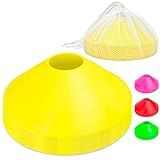 GoSports Premium Sports Cones for Agility Training and Drills - 20 Pack with Tote - Yellow