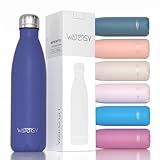WATERSY Stainless Steel water bottles,17oz/500ml Insulated Water Bottles,Deep Blue metal water bottle Keeps Drink Cold and Hot,BPA Free kids water bottles for School,Gym,Travel,Sports
