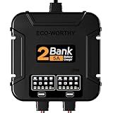 ECO-Worthy 2 Bank Marine Battery Charger 10A (5A/Bank), IP68 Waterproof 12V Charger & Maintainer for Boat RV Car, Lead-Acid LiFePO4 & Calcium Battery Desulfator