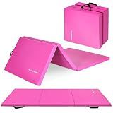 BalanceFrom 2" Thick Three Fold Folding Exercise Mat with Carrying Handles for MMA, Gymnastics and Home Gym Protective Flooring (Pink)