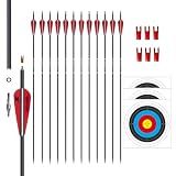 31inch Carbon Arrow Archery Targeting Practice Hunting Arrows for Compound & Recurve Bow with Removable Tips(Pack of 12) (Red White)