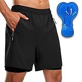 Men's Mountain Bike Shorts 3D Padded Loose-fit Biking Riding Cycling Bicycle Biker Cycle Padding Shorts for Men Zipper Pockets(Black,M)