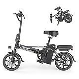 MAXSHOT F1 Electric Bike for Adults,14" Folding Ebike with Peak 750W Motor,Max 28 Miles Ranges,22Mph Folding Ebike,Electric Bicycles with Front & Rear Suspension for Commuting Outdoor Adventures