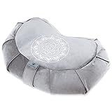 Florensi Meditation Cushion - Comfortable Floor Pillow - Traditional Crescent Meditation Pillow with Beautiful Velvet Cover - Large Floor Cushion Seating for Adults - Premium Yoga Buckwheat Bolster