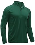 TACVASEN Running Shirts for Men Long Sleeve Uv Protection Shirts for Athletic Summer Tops for Mens Performance Rash Guard Dark Green M