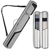 Pool Cue Case 2x2, Pool Stick Carrying Case Holds 2 Butts and 2 Shafts, Soft Billiard Cue Bag with Shoulder Straps, Gray (Bag Only)