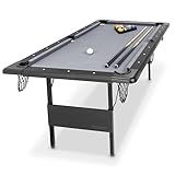 GoSports 6 ft Foldable Pool Table - Portable Billiards Table with Accessories - Black with Gray Felt