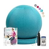 ENOVI ProBalanceΩ Yoga Ball Chair, Exercise Ball with Slipcover and Base for Office and Home, Birthing and Pregnancy, 55cm, AB