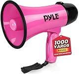 PYLE-PRO Portable Megaphone Speaker Siren Bullhorn - Compact and Battery Operated with 20 Watt Power, Microphone, 2 Modes, PA Sound and Foldable Handle for Cheerleading and Police Use PMP24PK (Pink)