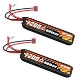 Hilldow 1200mAh Airsoft Battery 3S 11.1V 20C Lipo Battery Rechargeable Battery Packs with T Plug for Airsoft Guns