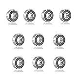 SHKI ［10 Pack］ 608 2RS Ball Bearings – Bearing Steel and Double Rubber Sealed Miniature Deep Groove Ball Bearings for Skateboards, Inline Skates, Scooters (8mm x 22mm x 7mm)